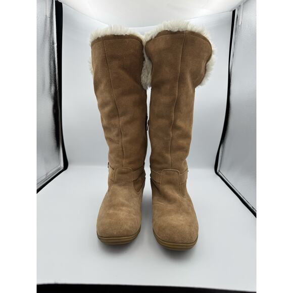 Lands End Tall Brown Boots with Faux Fur, Size 10 - Picture 8 of 10